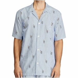 Polo Ralph Lauren Sailor Bear Pajama Sleepwear Button Down Shirt Short Sleeve M